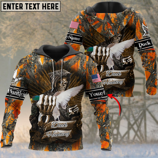 Personalized Name Duck Skull Hunting 3D All Over Printed Clothes