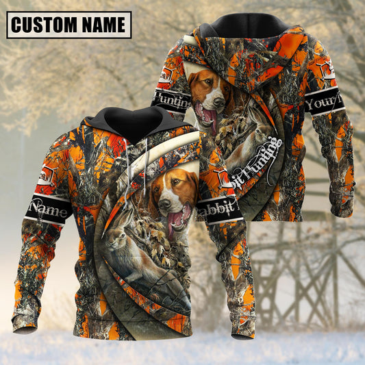 Custom Name Hunting Rabbit Camo US Flag 3D All Over Printed Clothes