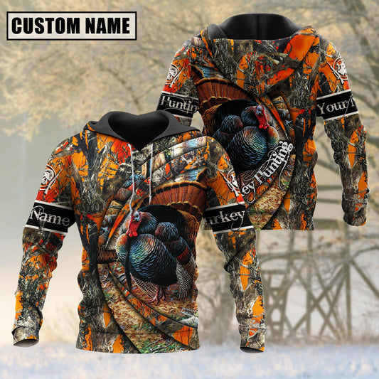 Custom Name Hunting Turkey Camo US Flag 3D All Over Printed Clothes