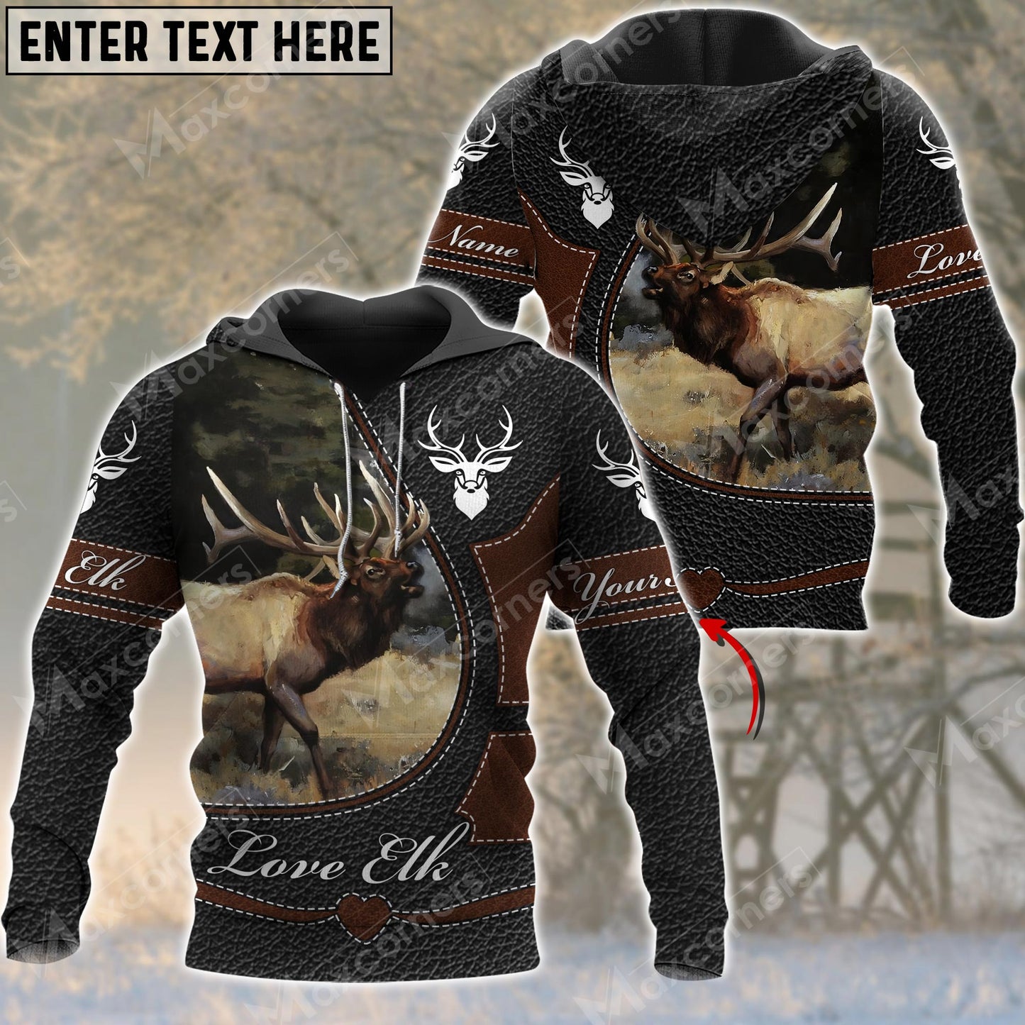 Personalized Name Love Elk Hunting 3D All Over Printed Clothes