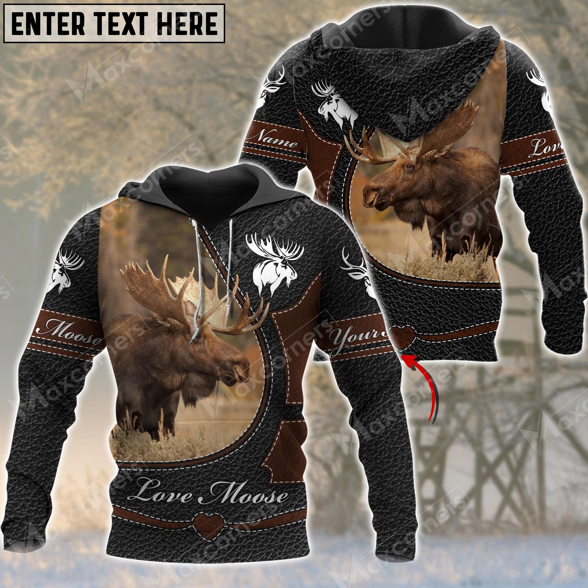 Personalized Name Love Moose Hunting 3D All Over Printed Clothes