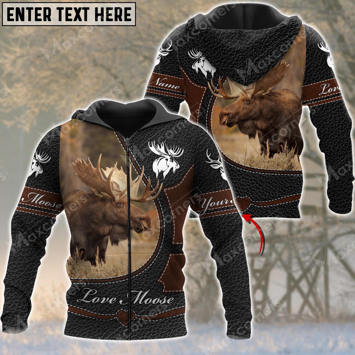 Personalized Name Love Moose Hunting 3D All Over Printed Clothes