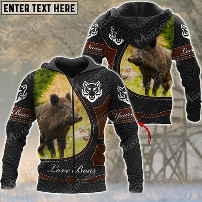 Personalized Name Love Boar Hunting 3D All Over Printed Clothes