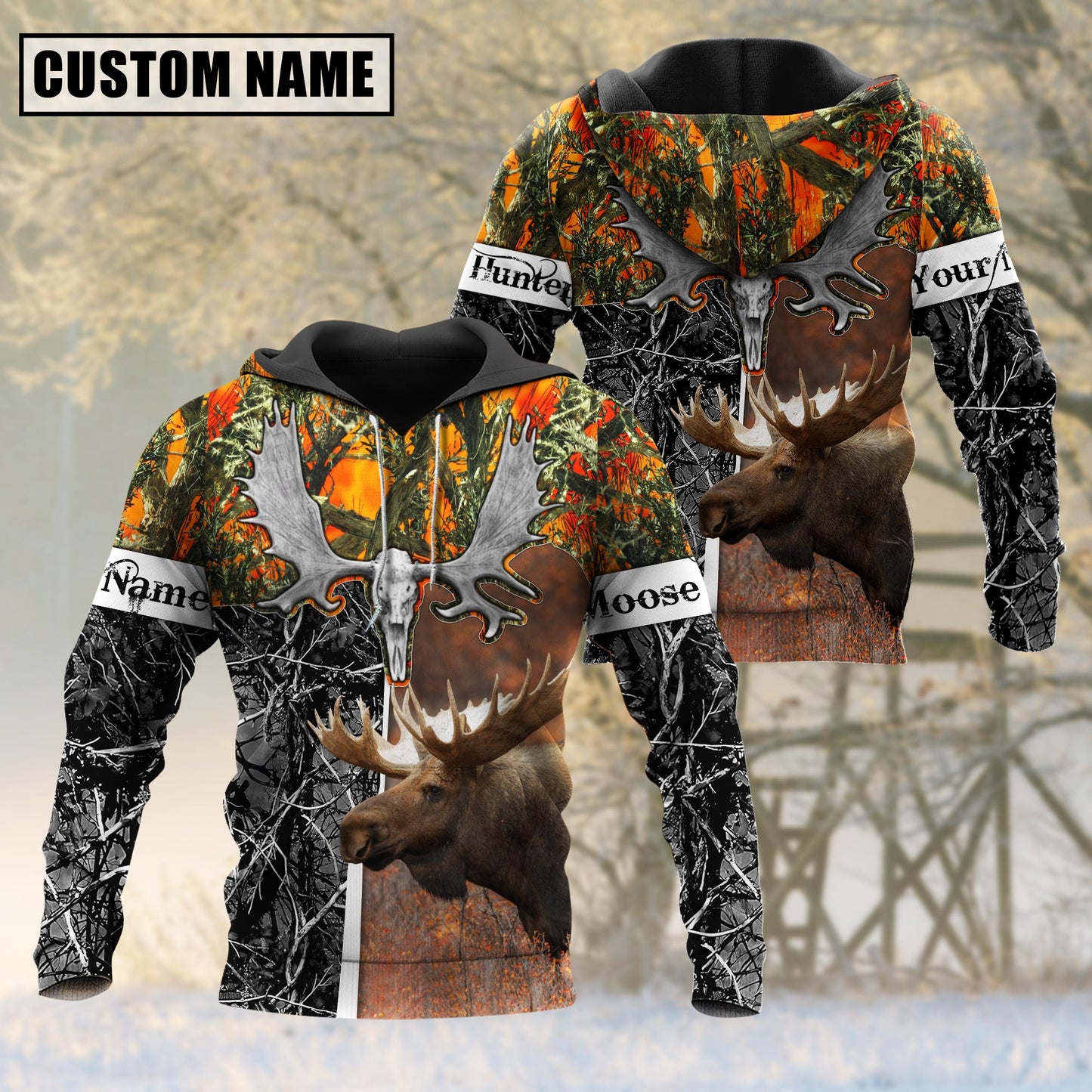 Beautiful Moose Hunting Camo Personalized 3D Hoodie For Hunting Lover