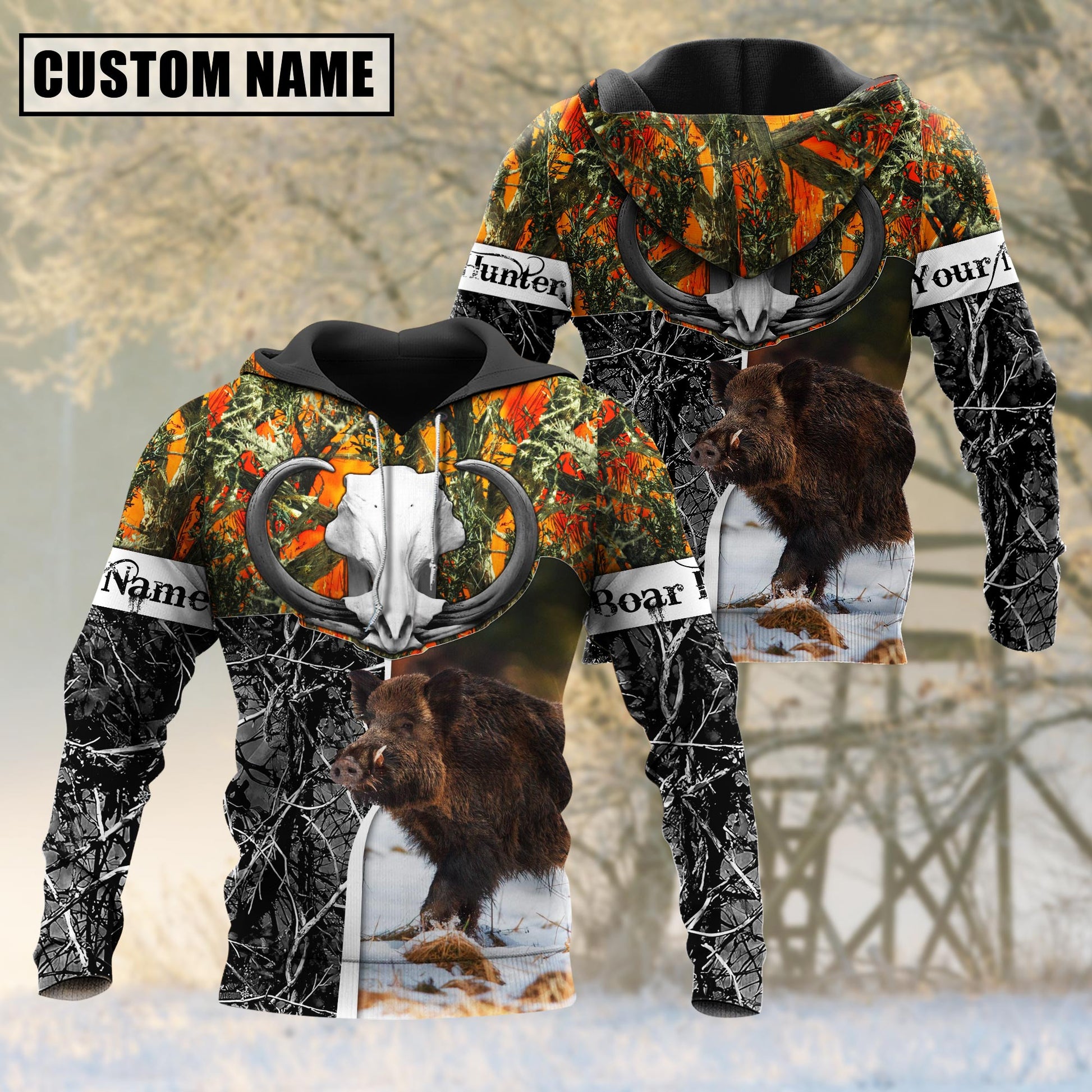 Beautiful Boar Hunting Camo Personalized 3D Hoodie For Hunting Lover