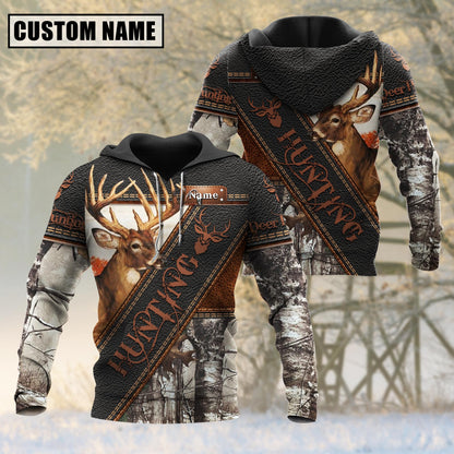 Custom Name Deer Hunting Leather 3D All Over Printed Clothes