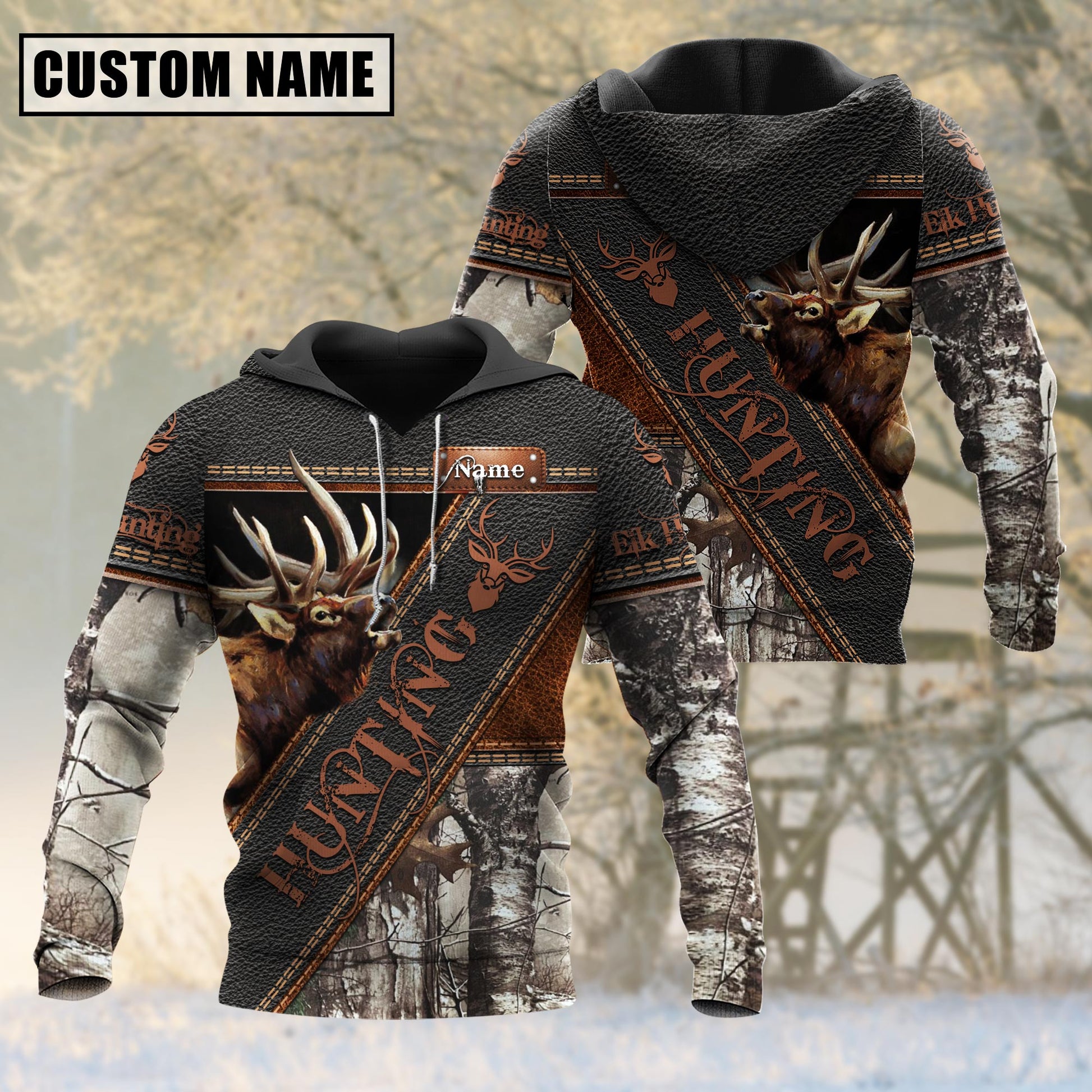 Custom Name Elk Hunting Leather 3D All Over Printed Clothes