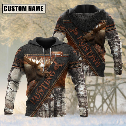 Custom Name Moose Hunting Leather 3D All Over Printed Clothes