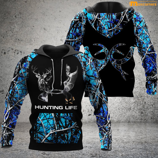 Deer Hunting Hoodie Blue