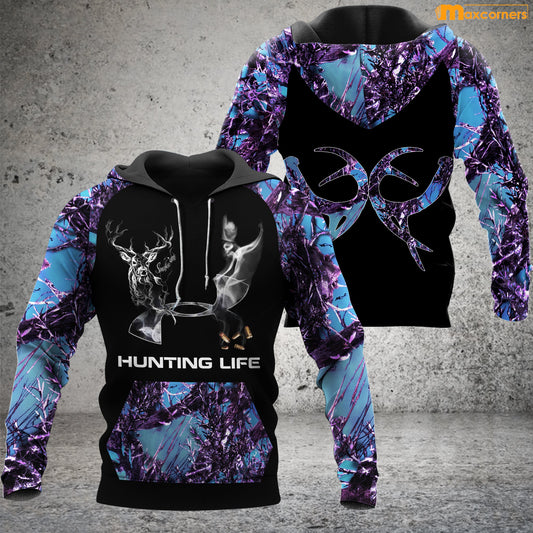 Personalized Deer Hunting Hoodie Purple