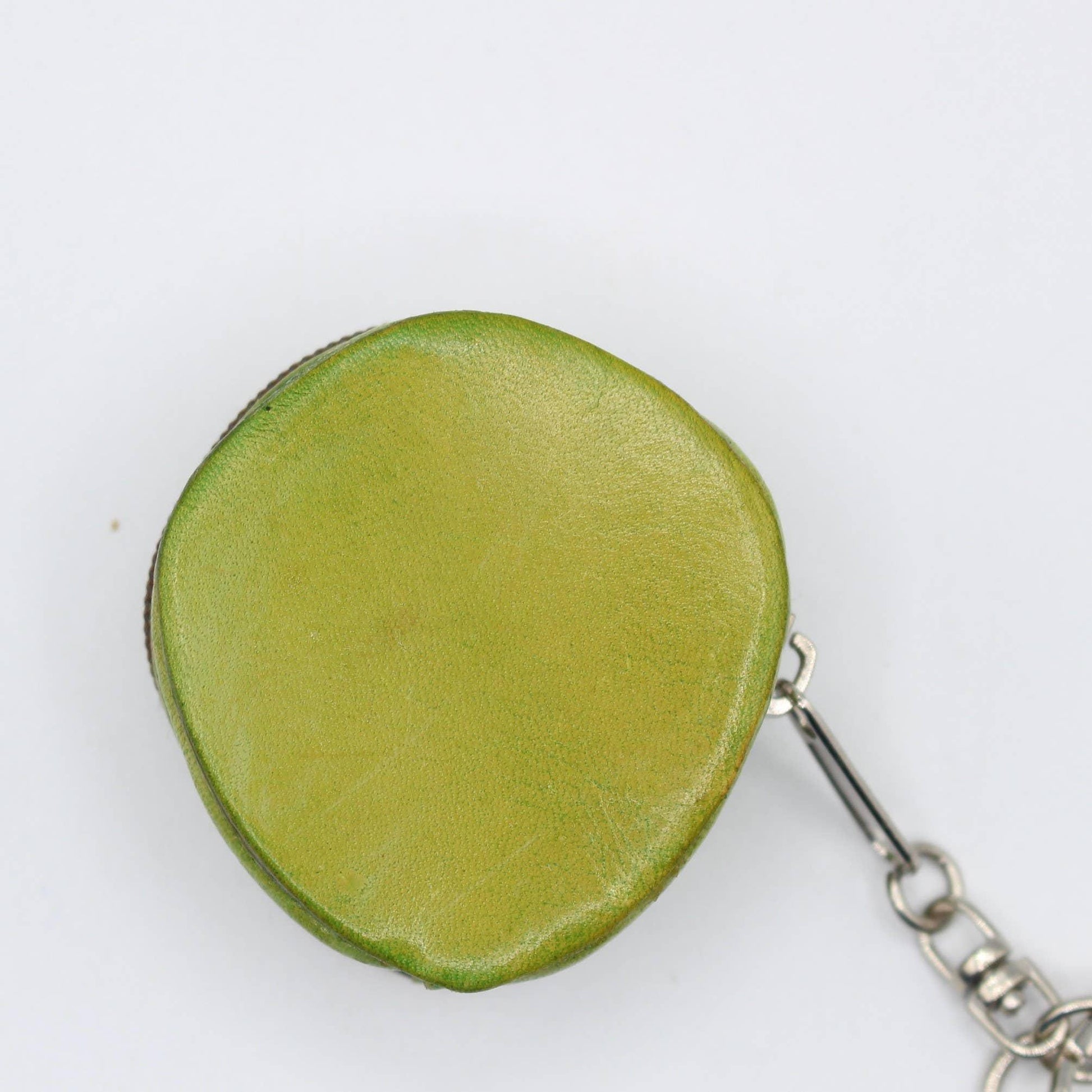 Handmade Green Leather Alien Keychain: Small Coin Purse Pendant