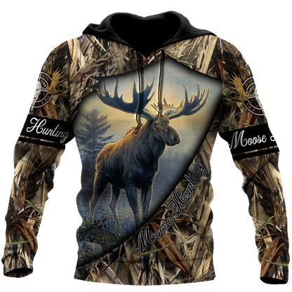 Moose Hunting 3D Over Printed Hoodie