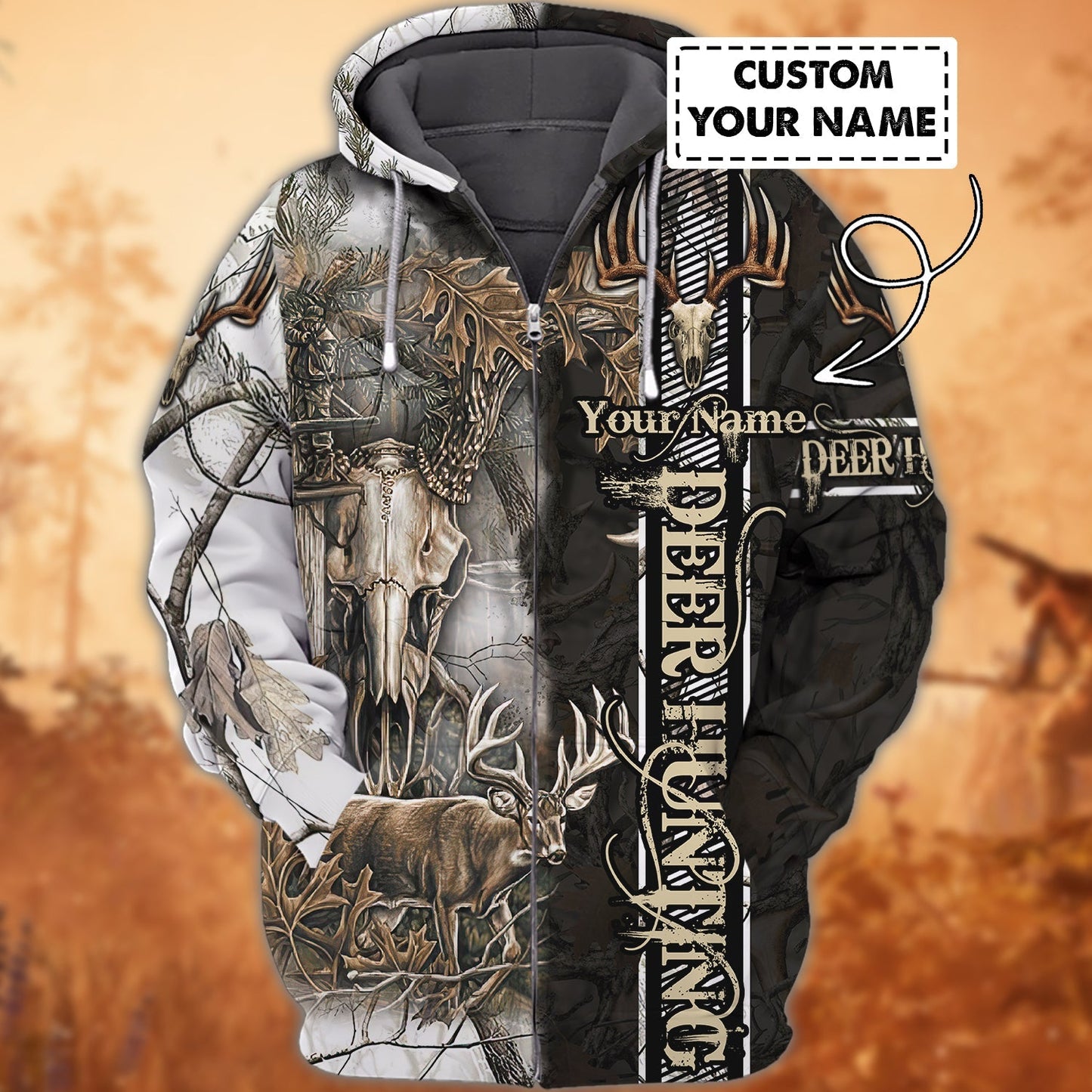 Custom Name Hunting Deer Skull Shirt 3D All Over Printed Clothes