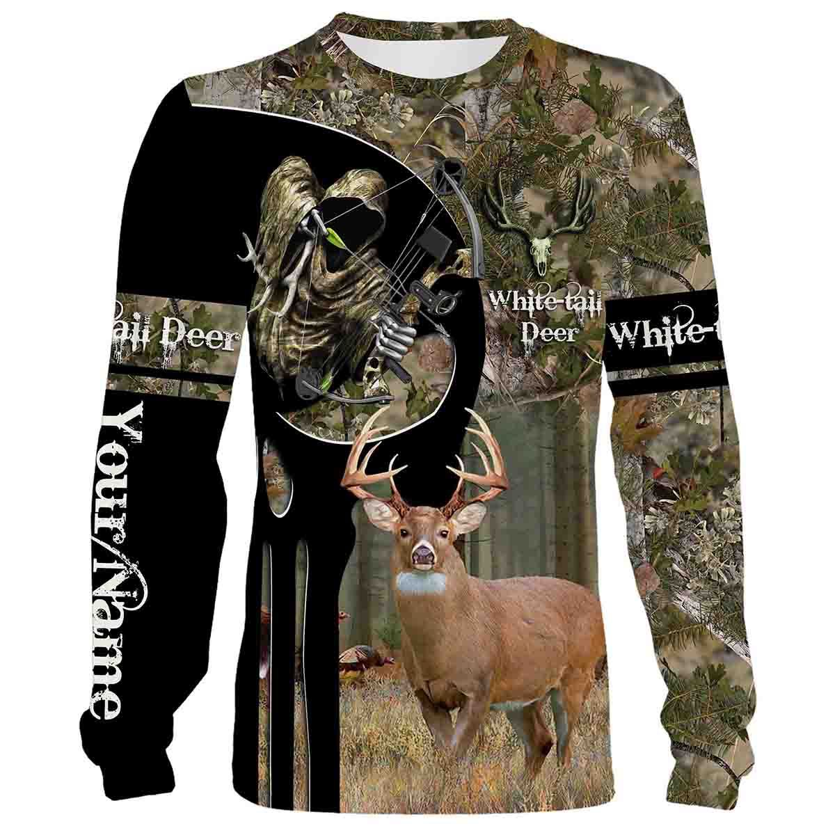 Bow Hunting Whitetails Deer Customize Name 3D Shirts