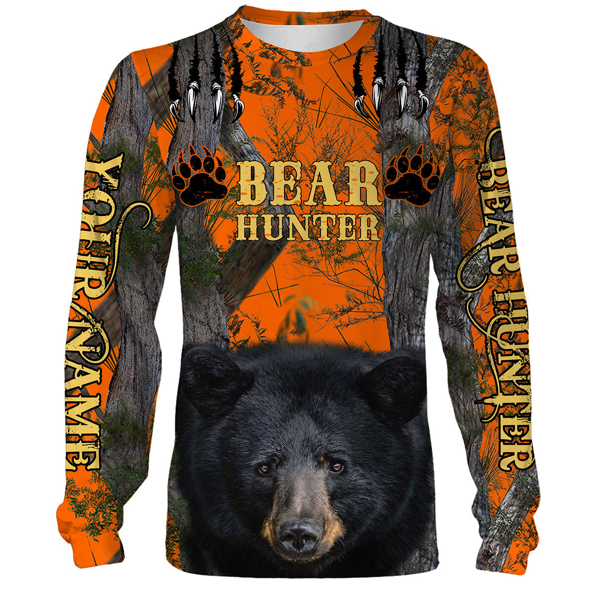 Black Bear Hunting Customize Name 3D Shirts