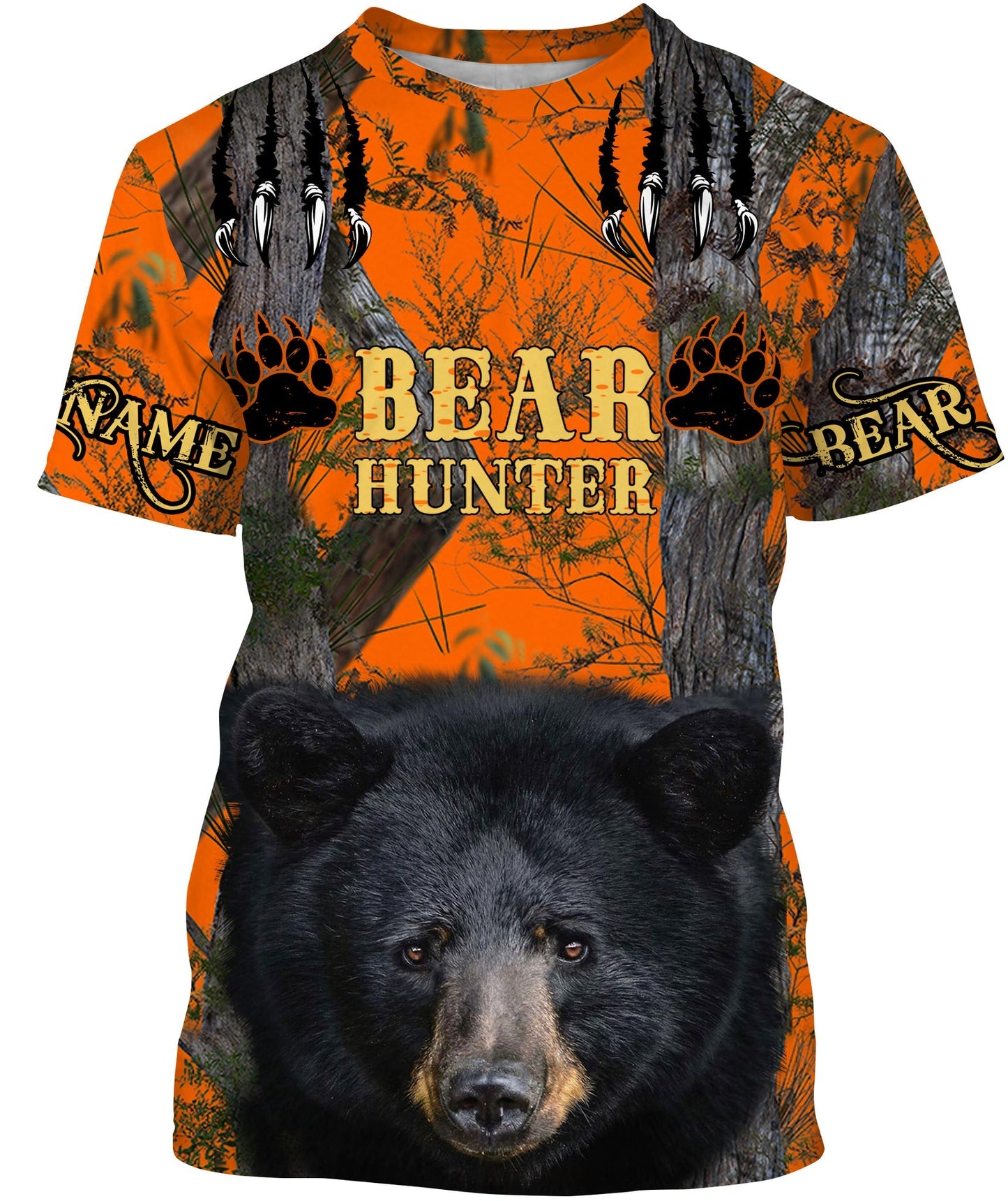 Black Bear Hunting Customize Name 3D Shirts