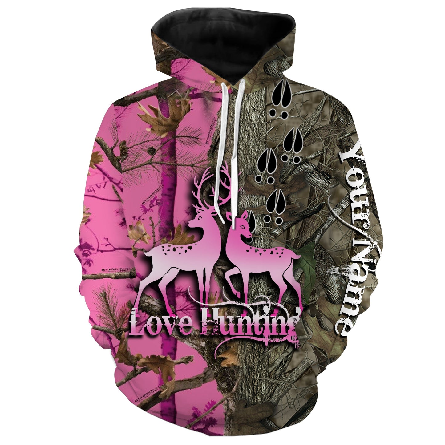 Love Deer Hunting Pink Customize Name 3D Shirts