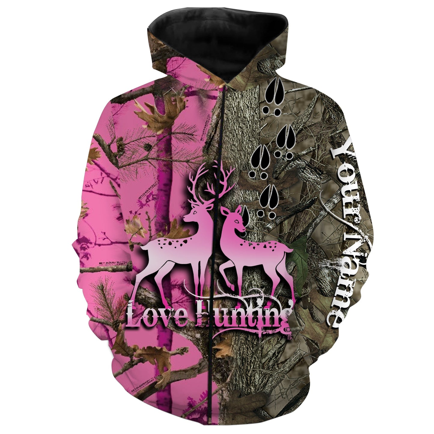 Love Deer Hunting Pink Customize Name 3D Shirts