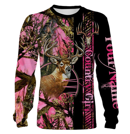 Country Girl Deer Hunting Customize Name 3D Shirts