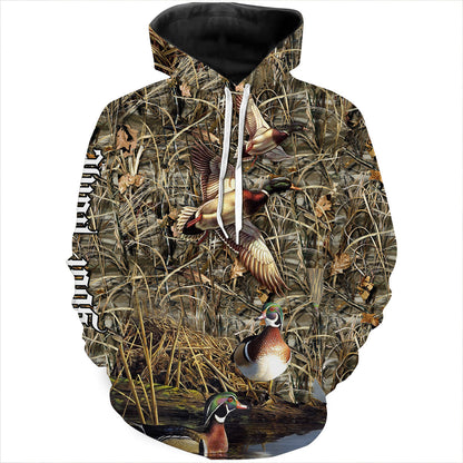 Duck Hunting Waterfowl Camo Customize Name 3D Shirts