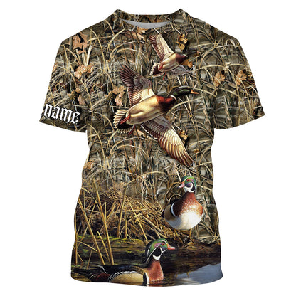 Duck Hunting Waterfowl Camo Customize Name 3D Shirts