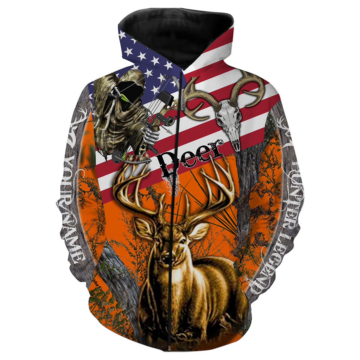 Deer Hunting American Flag Custom name All over print shirts Gift For Hunter