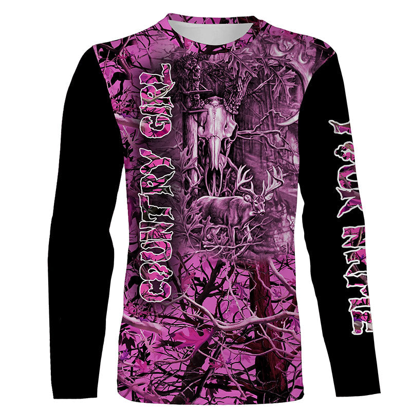 Pink camo Women's hunting clothes custom Name 3D All over printing Gift For Hunter