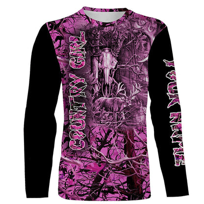 Pink camo Women's hunting clothes custom Name 3D All over printing Gift For Hunter