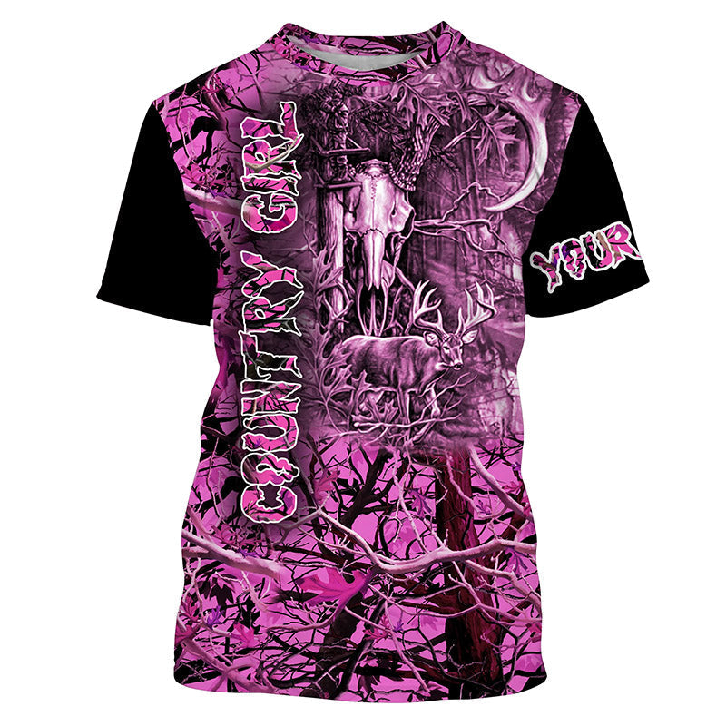 Pink camo Women's hunting clothes custom Name 3D All over printing Gift For Hunter