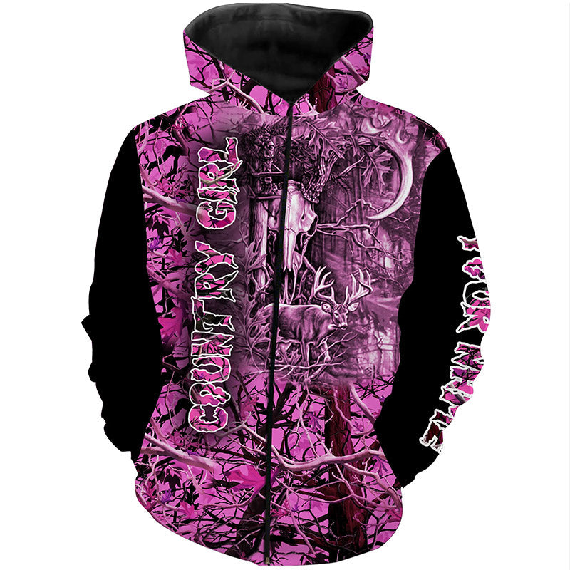 Pink camo Women's hunting clothes custom Name 3D All over printing Gift For Hunter