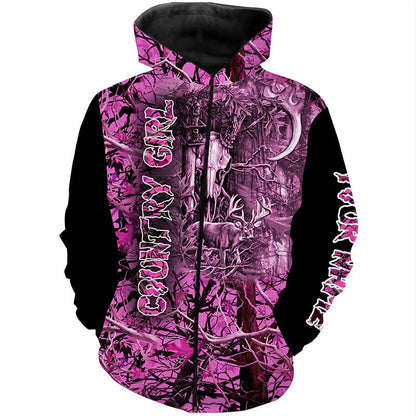 Pink camo Women's hunting clothes custom Name 3D All over printing Gift For Hunter