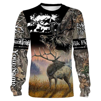 Elk Hunting Customize Name 3D Shirts