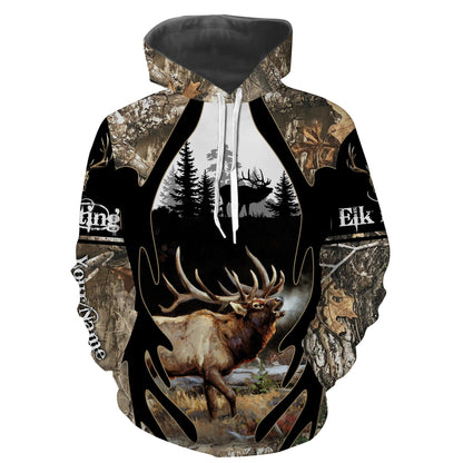 Elk Hunting Camo Customize Name 3D Shirts