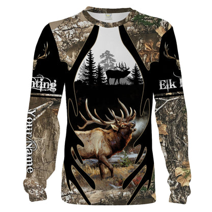 Elk Hunting Camo Customize Name 3D Shirts