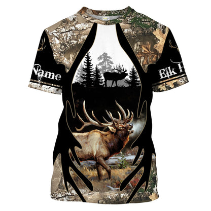 Elk Hunting Camo Customize Name 3D Shirts