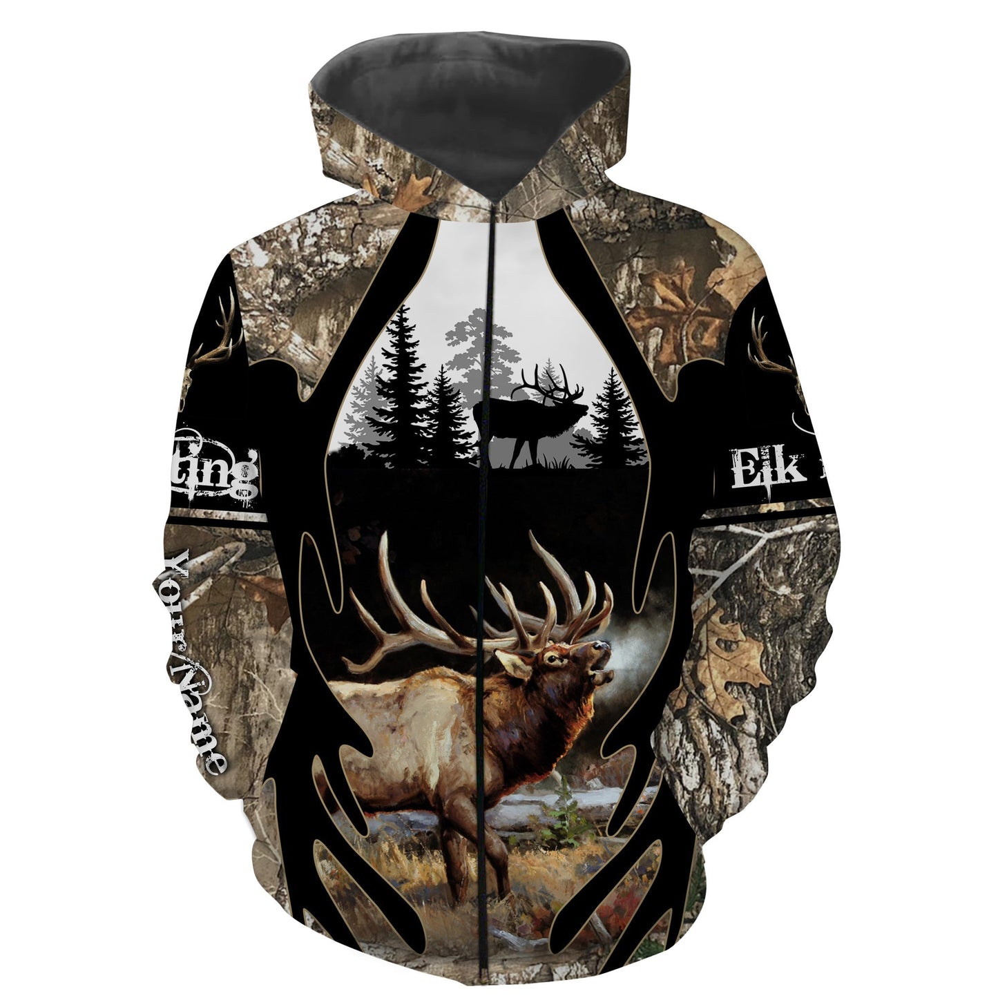 Elk Hunting Camo Customize Name 3D Shirts