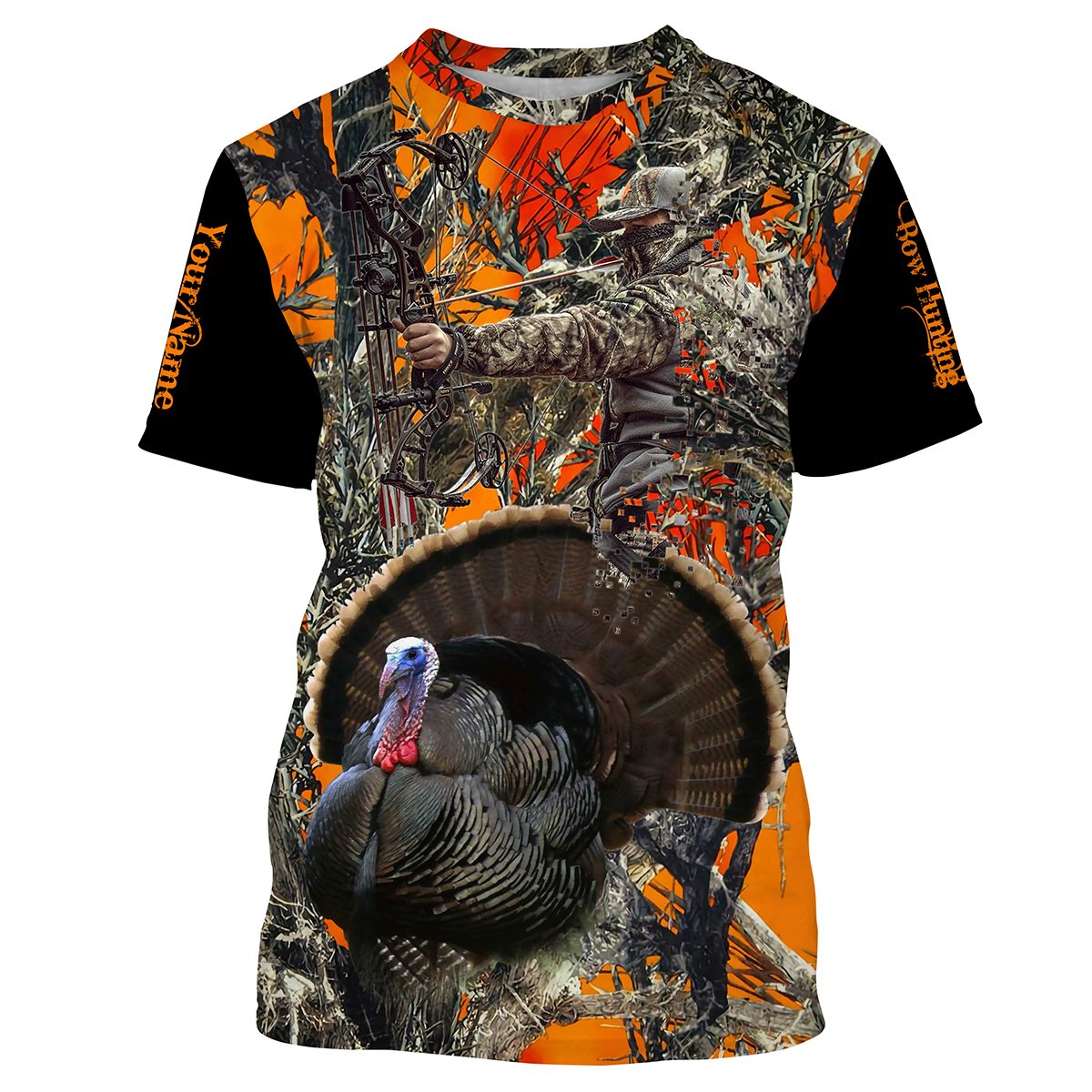 Turkey Hunting Orange  Customize Name 3D Shirts