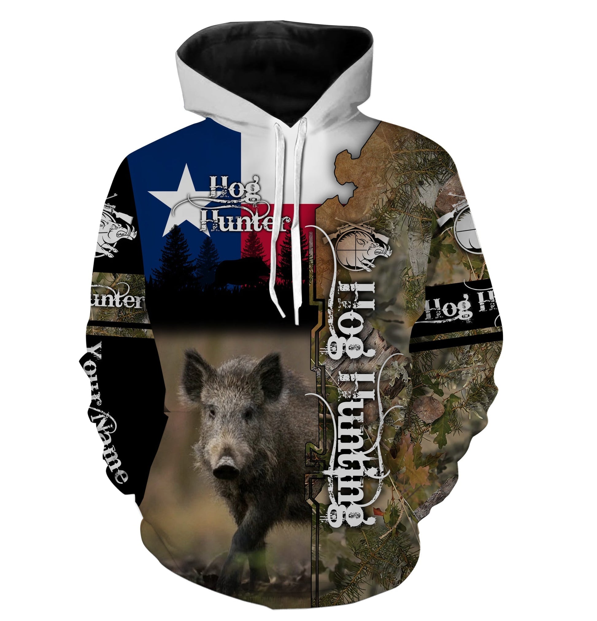 Hog Hunting Texas Flag Customize Name 3D Shirts