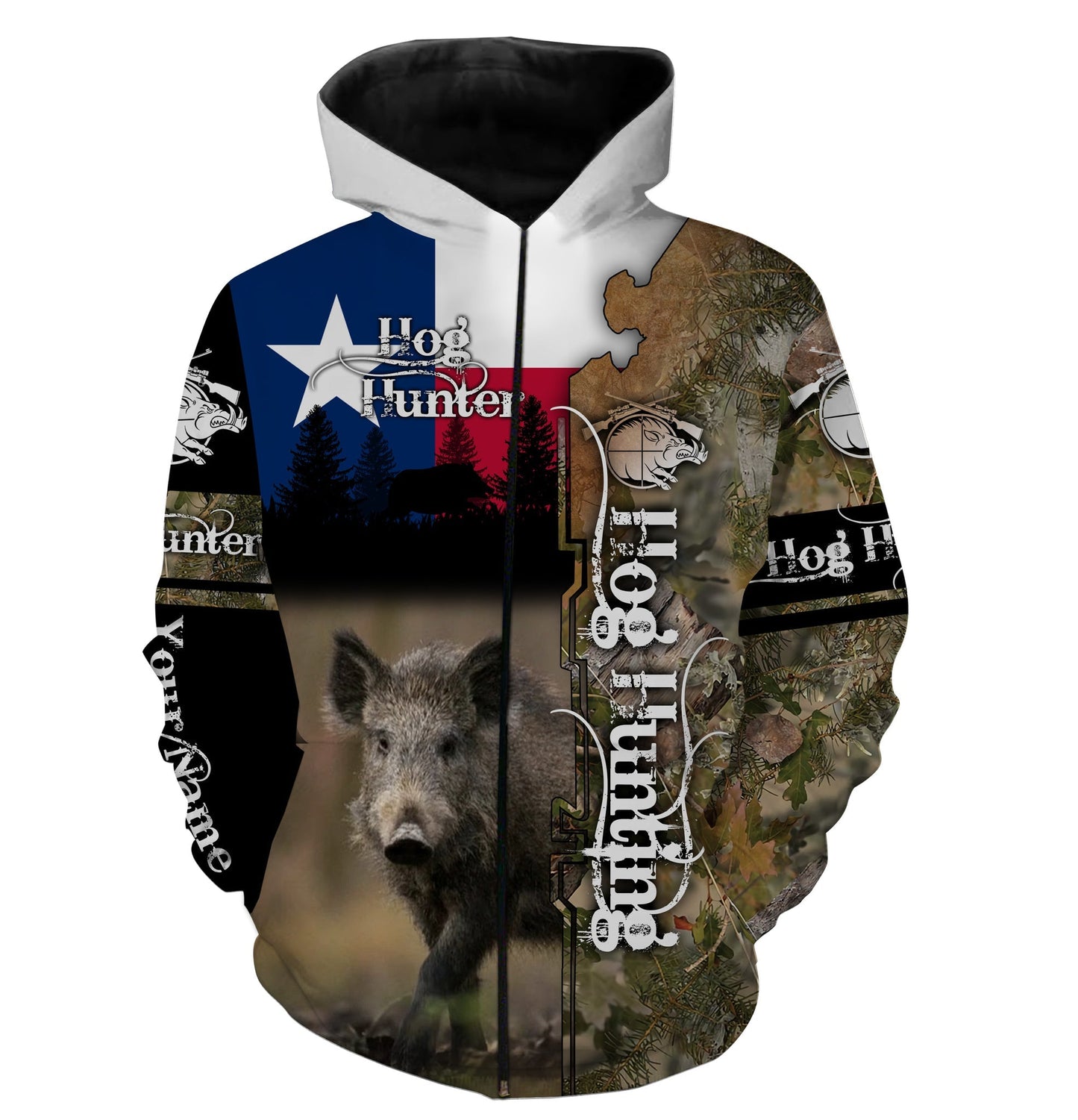 Hog Hunting Texas Flag Customize Name 3D Shirts