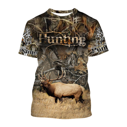 Elk Hunting Customize Name 3D Shirts