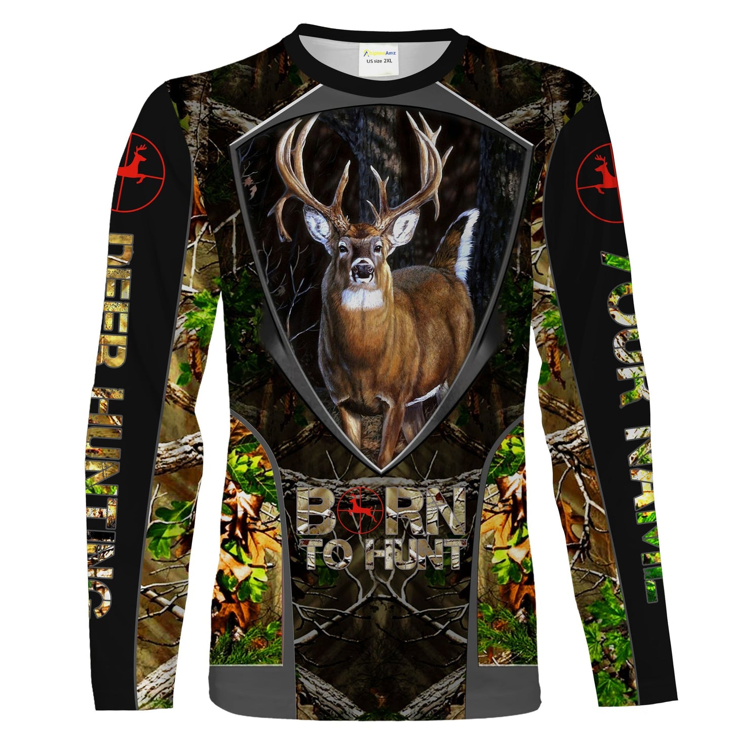 Born to Hunt Whitetail Deer Hunting Customize Name 3D Shirts