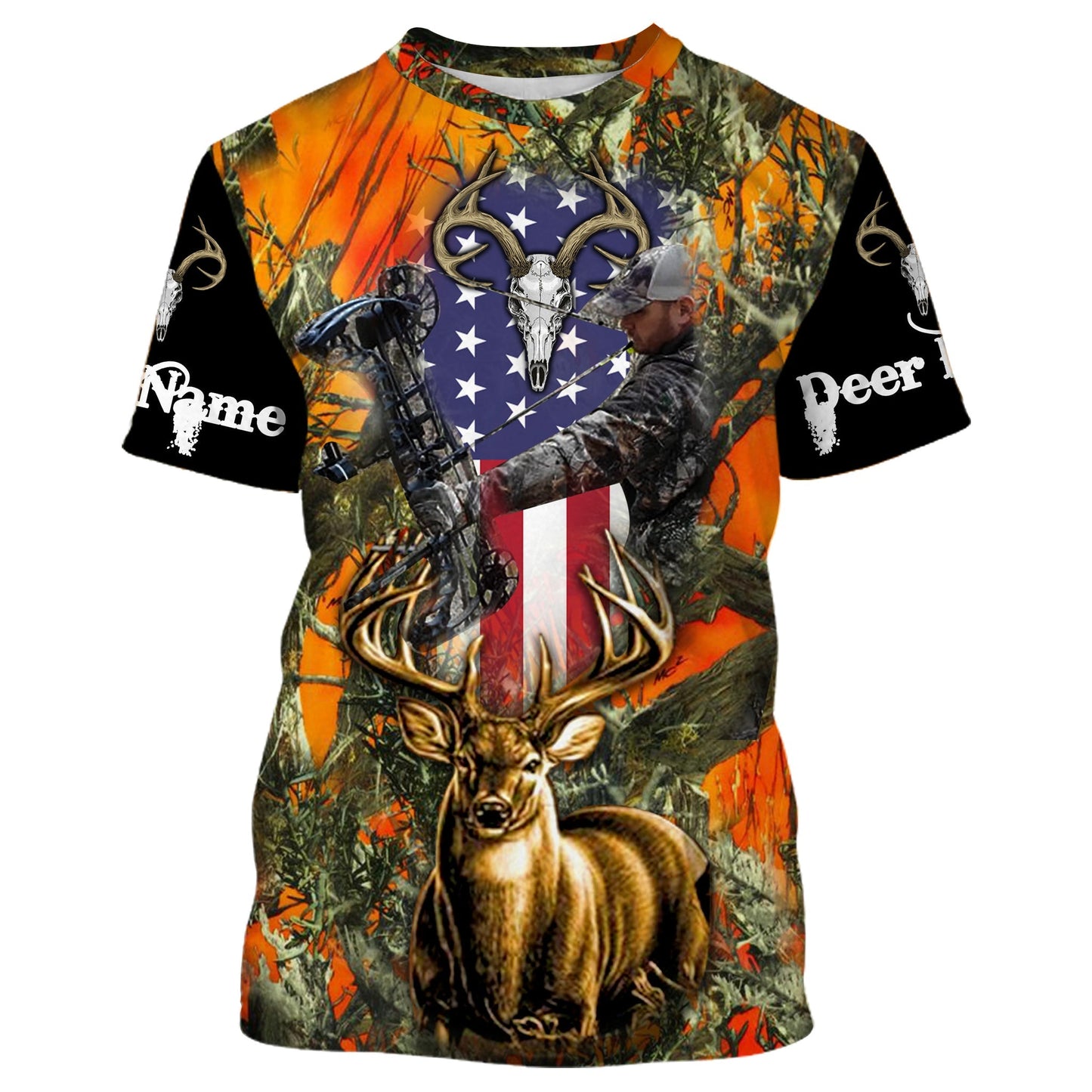 Deer hunting Orange camo Custom Name 3D All over print shirts Gift For Hunter