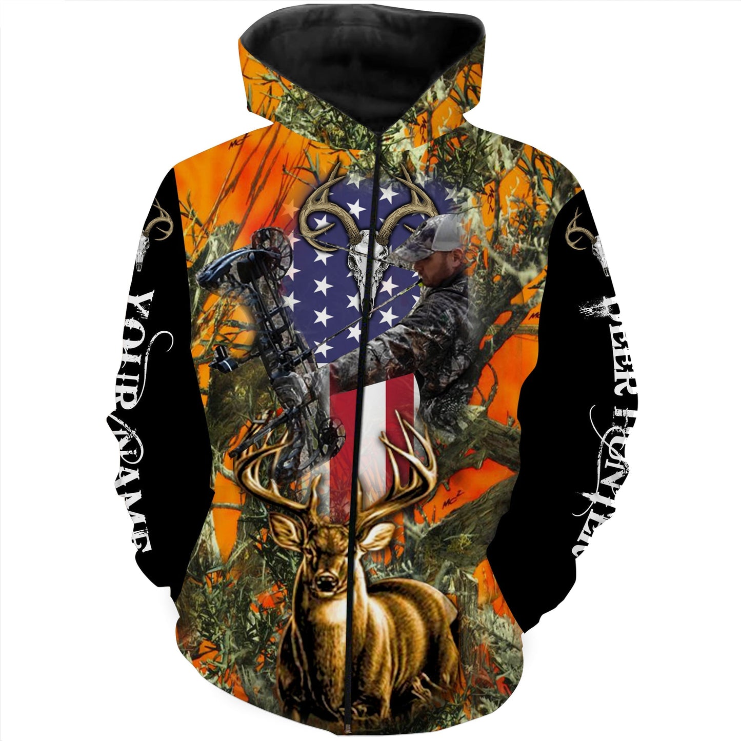 Deer Hunting Orange Camo Customize Name 3D Shirts