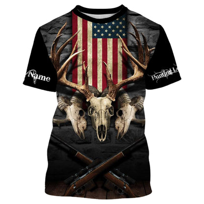 Hunting Legend American Flag Customize Name 3D Shirts