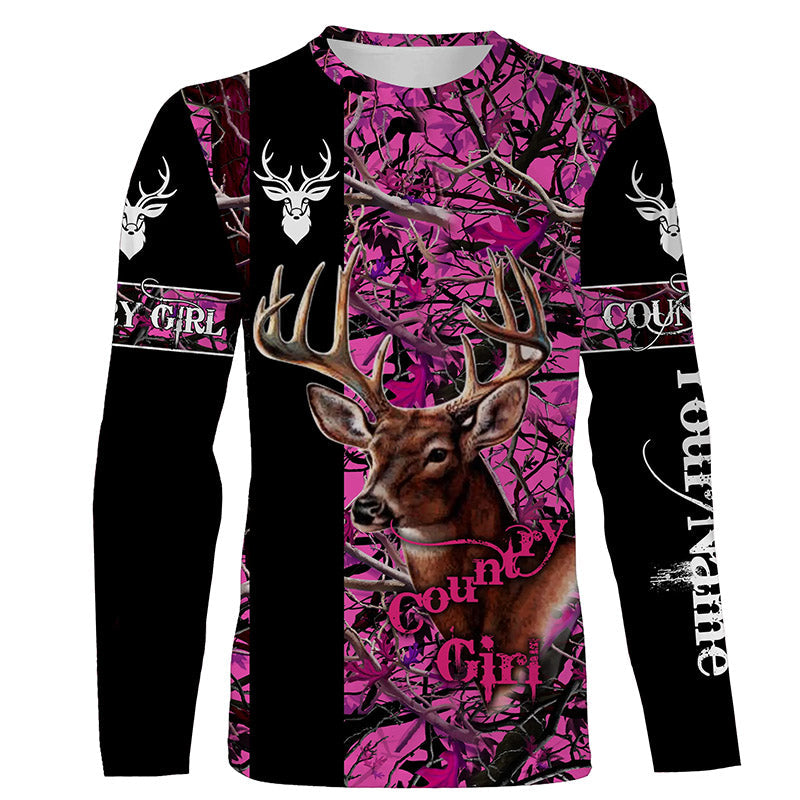 Deer Hunting Pink Customize Name 3D Shirts