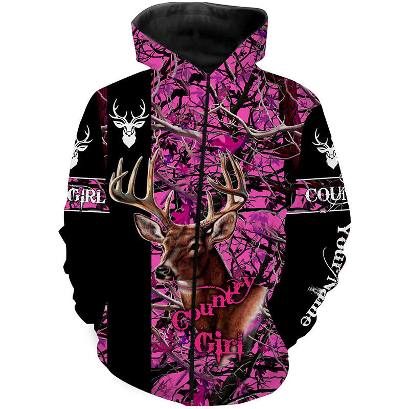 Deer Hunting Pink Customize Name 3D Shirts