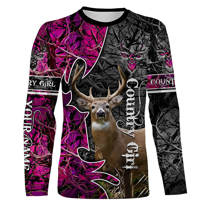 Country Girl Deer Hunting Customize Name 3D Shirts