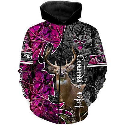 Country Girl Deer Hunting Customize Name 3D Shirts