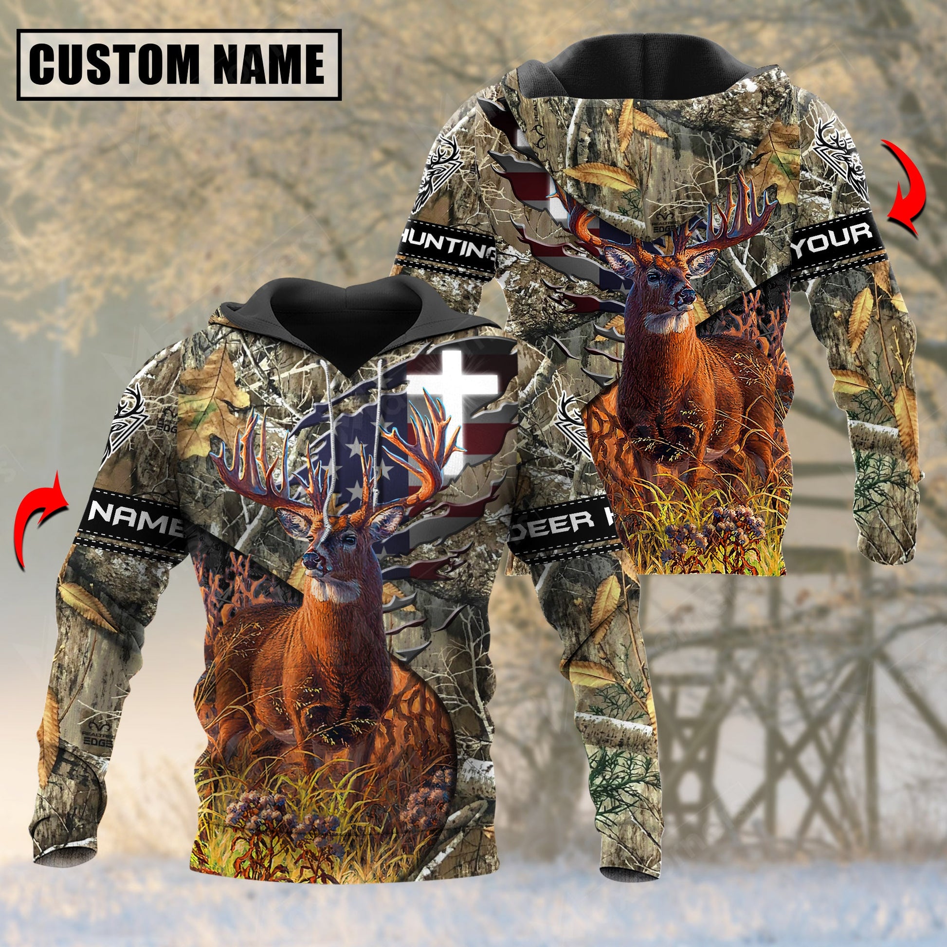 Grass Brown Wilderness Deer Hunting Personalized Name 3D Hoodie