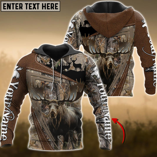 Brown Wilderness Moose Hunting Personalized Name 3D Hoodie